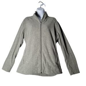 Duluth Trading Co Women’s L Gray Full Zip Fleece Jacket Thumbhole Hiking Pockets